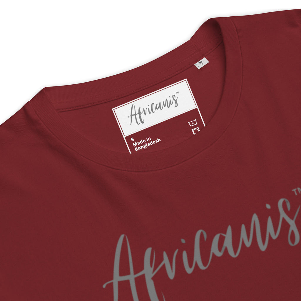Africanis Busanga Unisex Burgundy Organic T-Shirt Detail