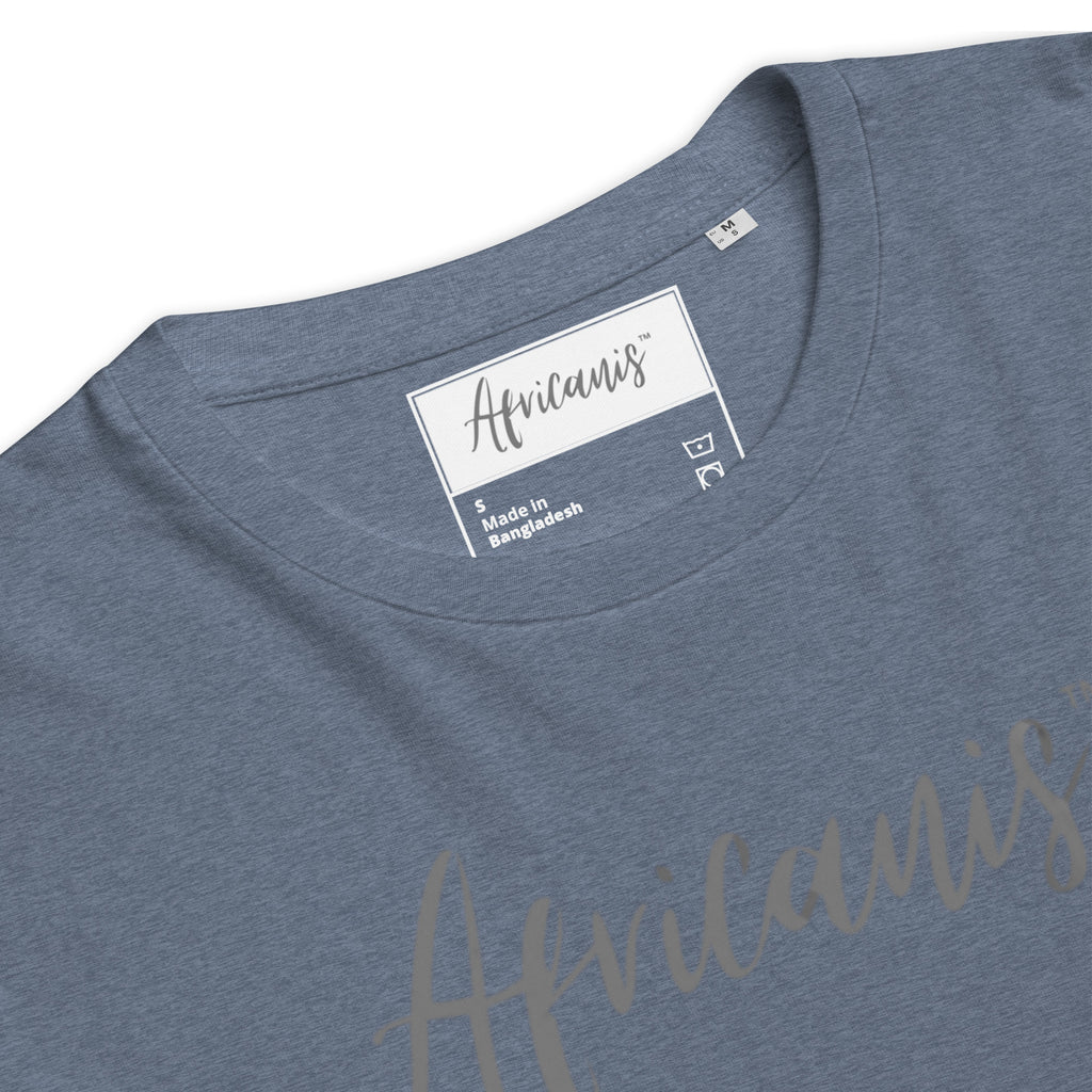 Africanis™ Busanga Unisex Dark Heather Blue Organic T-Shirt Detail