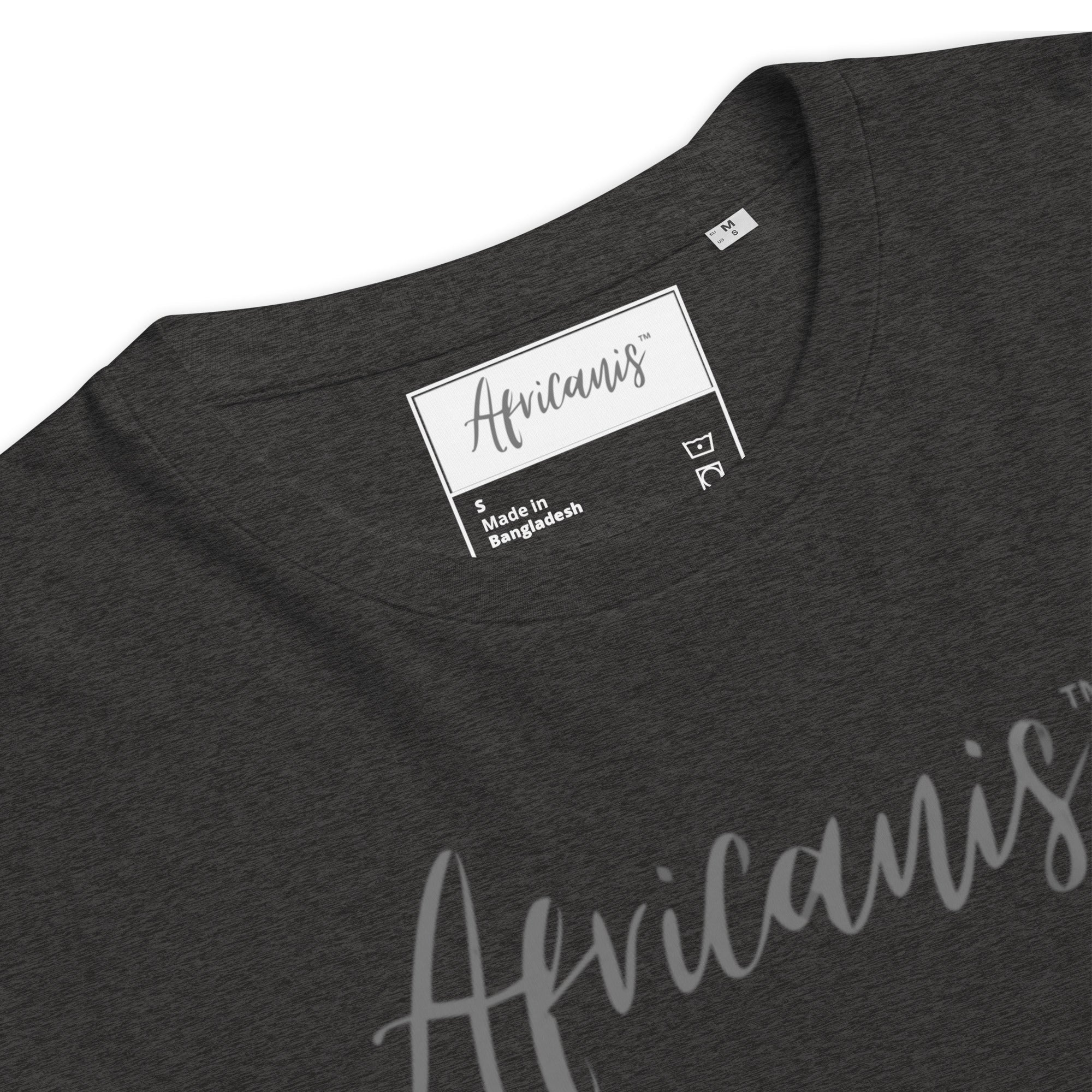 Africanis™ Busanga Unisex Dark Heather Grey Organic T-Shirt Detail