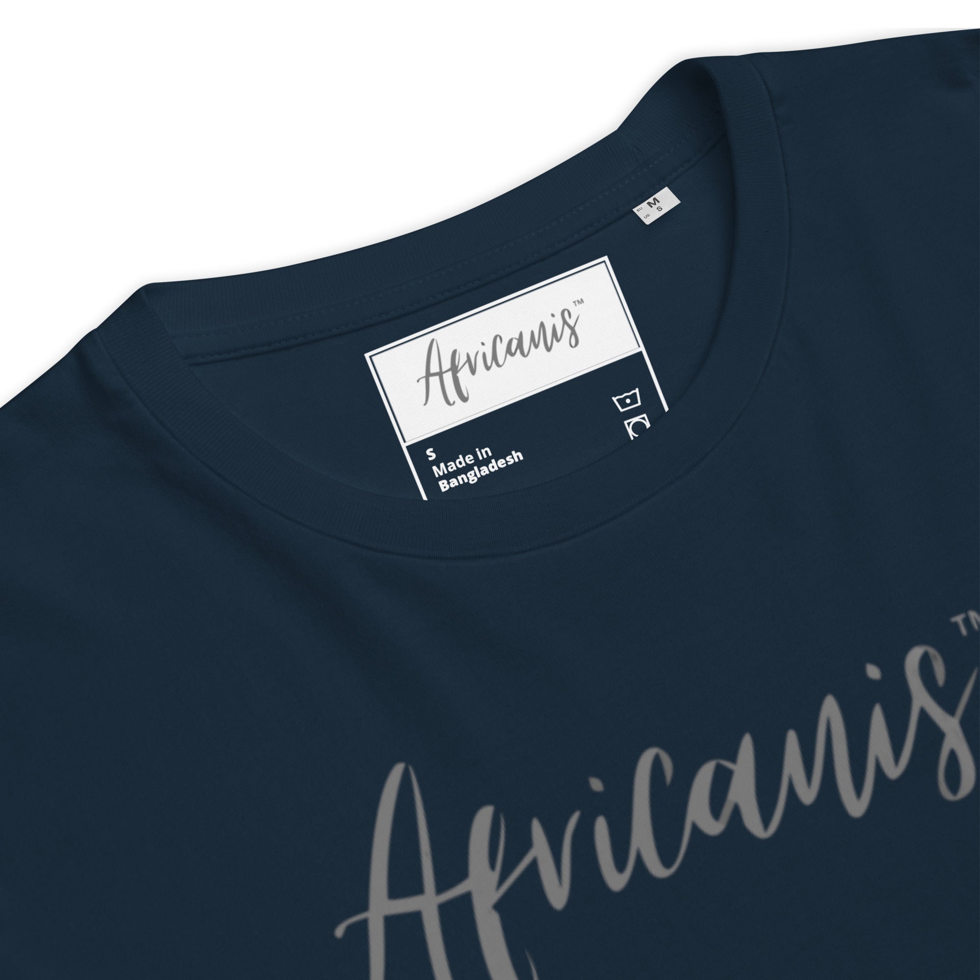 Africanis™ Busanga Unisex French Navy Organic T-Shirt Detail