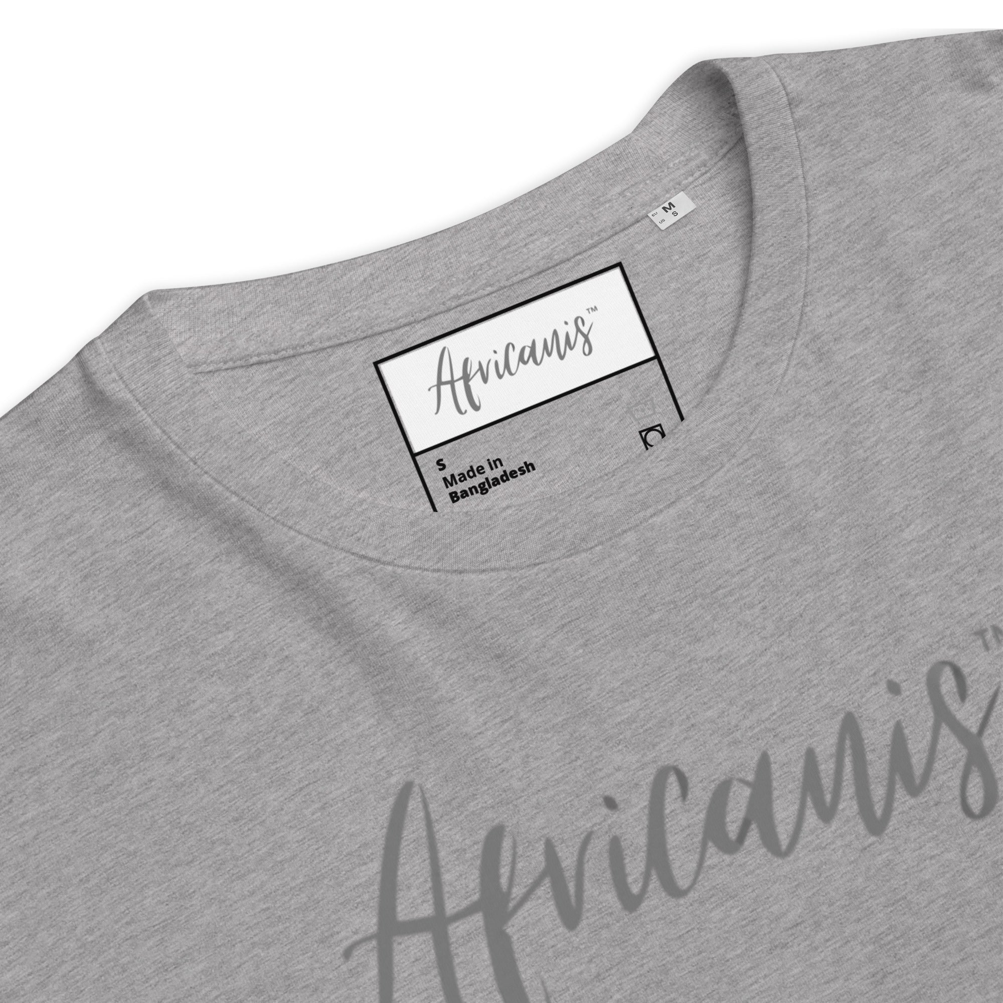Africanis™ Busanga Unisex Heather Grey Organic T-Shirt Detail