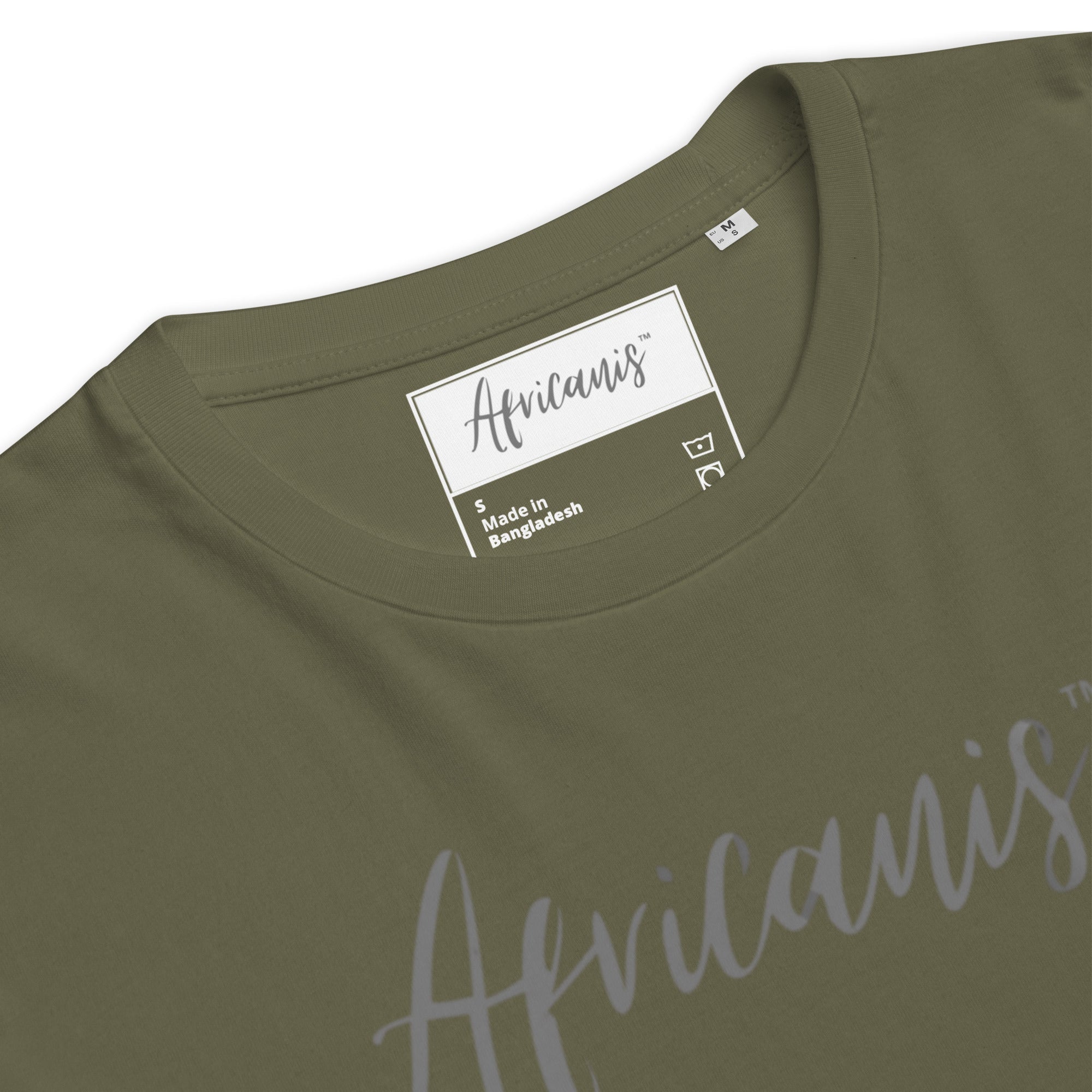 Africanis™ Busanga Unisex Khaki Organic T-Shirt Detail