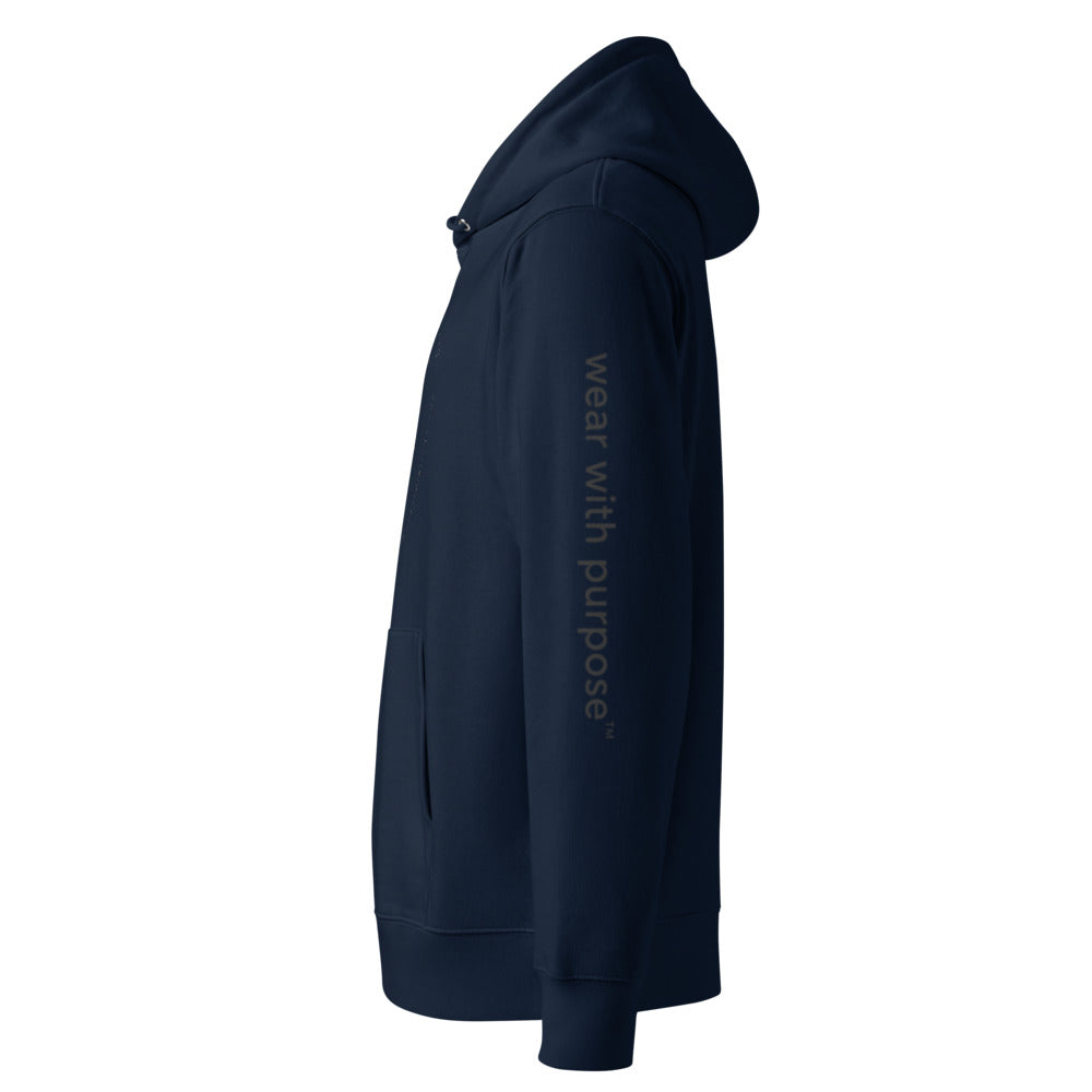 Africanis™ French Navy Heritage Hoodie Left Sleeve Wear With Purpose