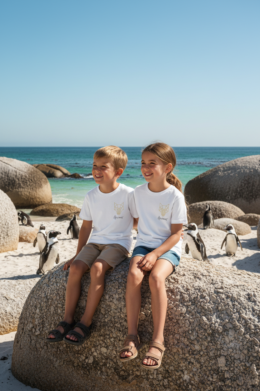Africanis™ Boulders Kids Organic White T Shirt Boulders Beach