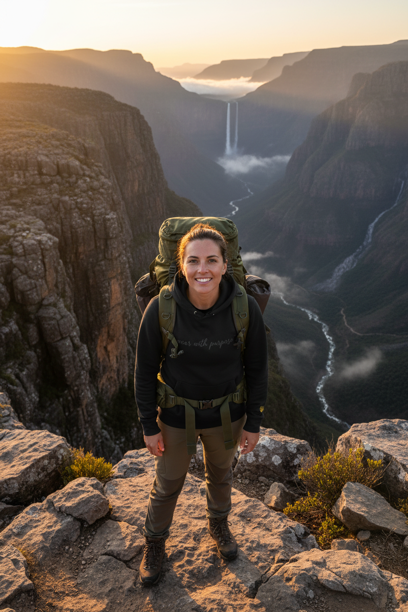 Africanis Drakensberg Hoodie — Female, Black Drakensberg