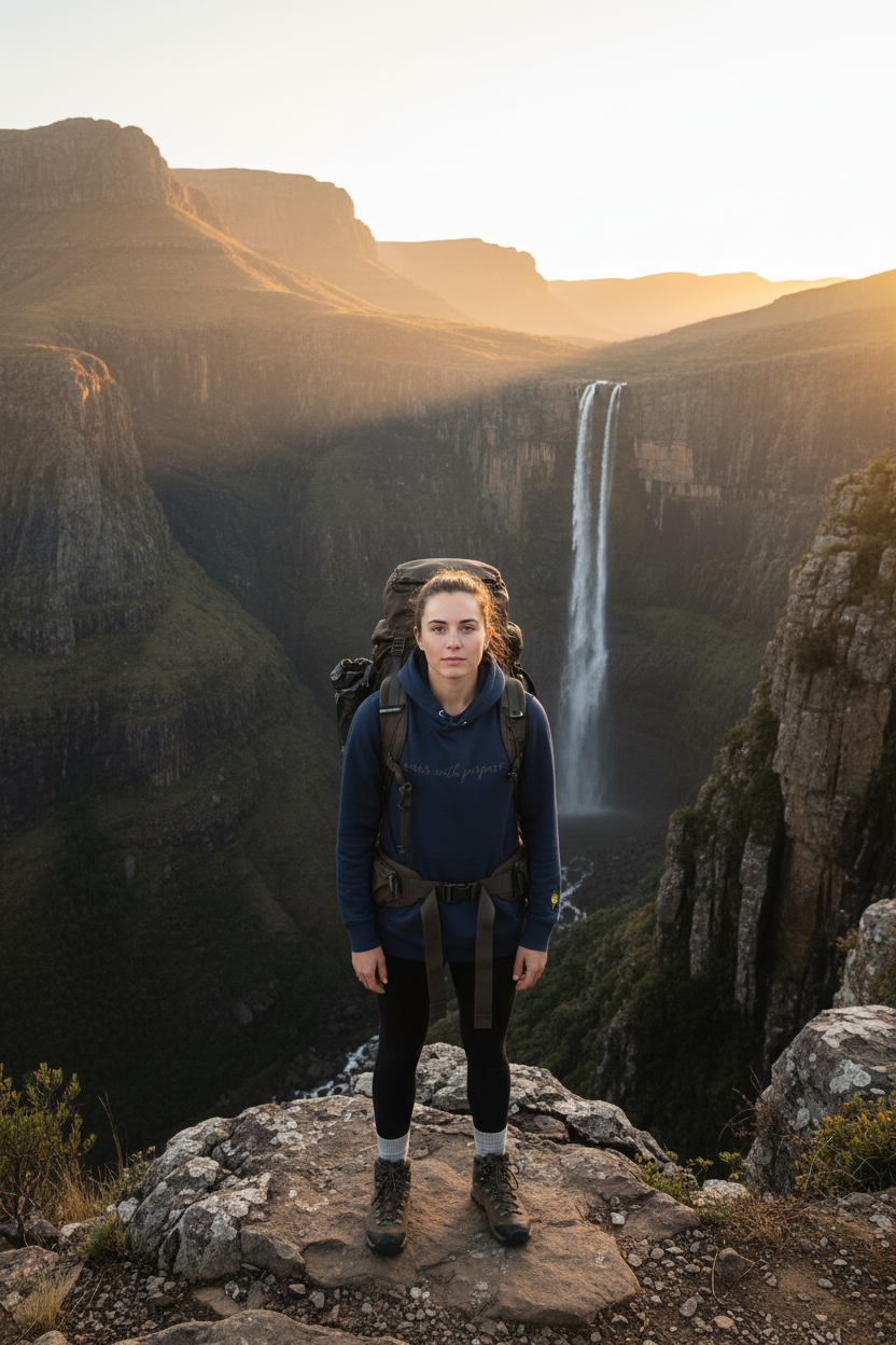 Africanis Drakensberg Hoodie — Female, French Navy Tugela Falls