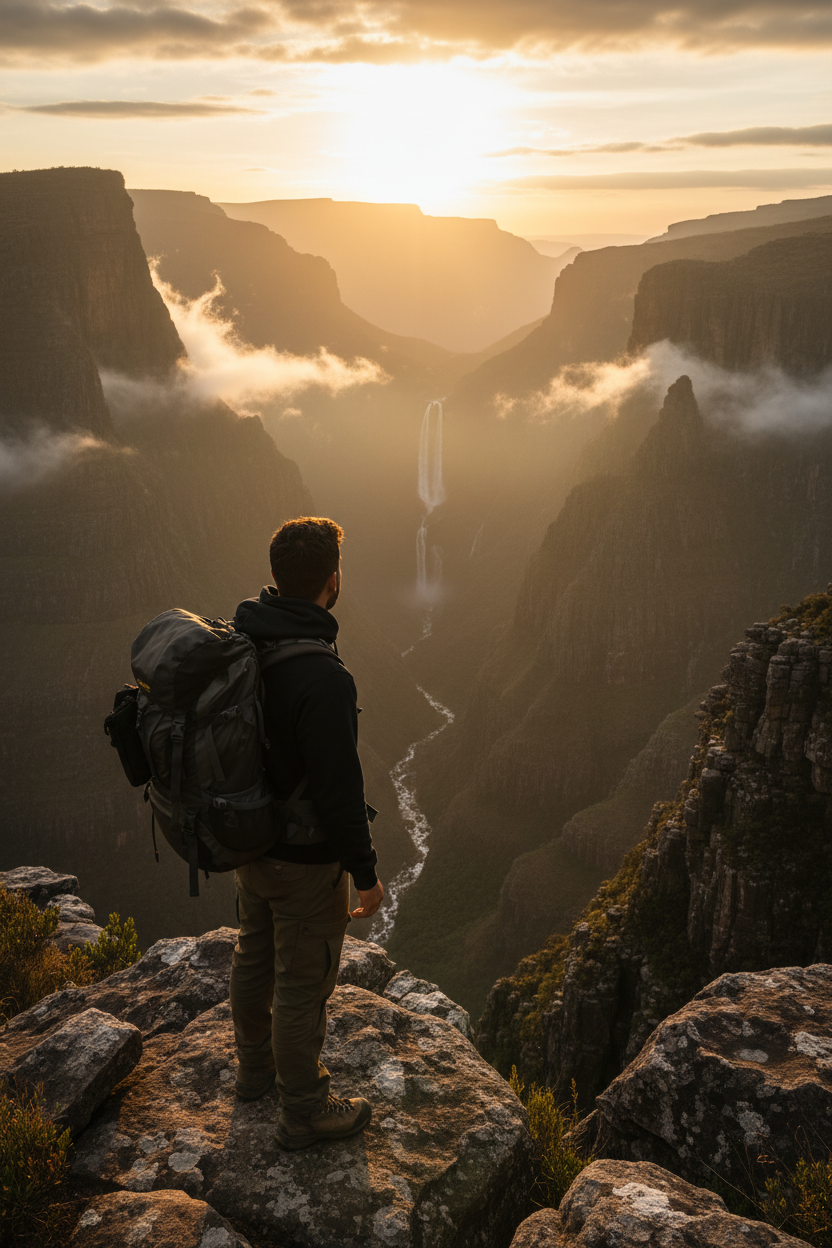 Africanis Drakensberg Unisex Hoodie Black-Tugela Falls