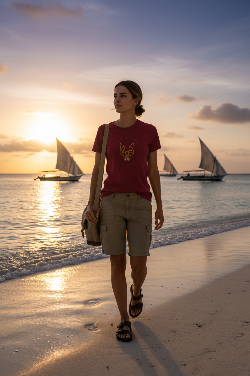Africanis™ Female Bazaruto Burgundy Organic T-Shirt Heritage