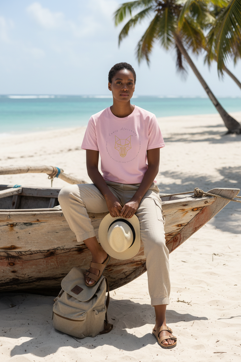 Africanis™ Female Bazaruto Cotton Pink Organic T-Shirt Heritage
