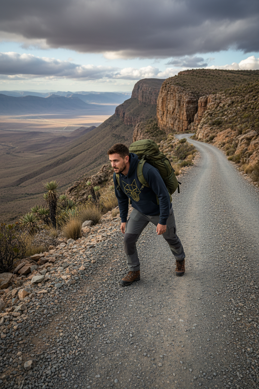 Africanis™ Great Karoo French Navy Male Organic Hoodie Karoo Mountain 