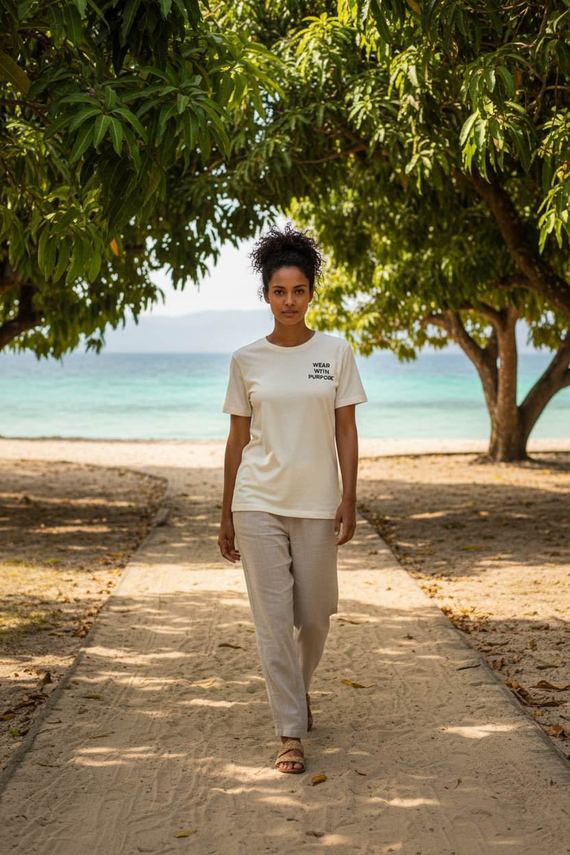Africanis™ Likoma Women's Off White — Sandy Path Through Mango Trees