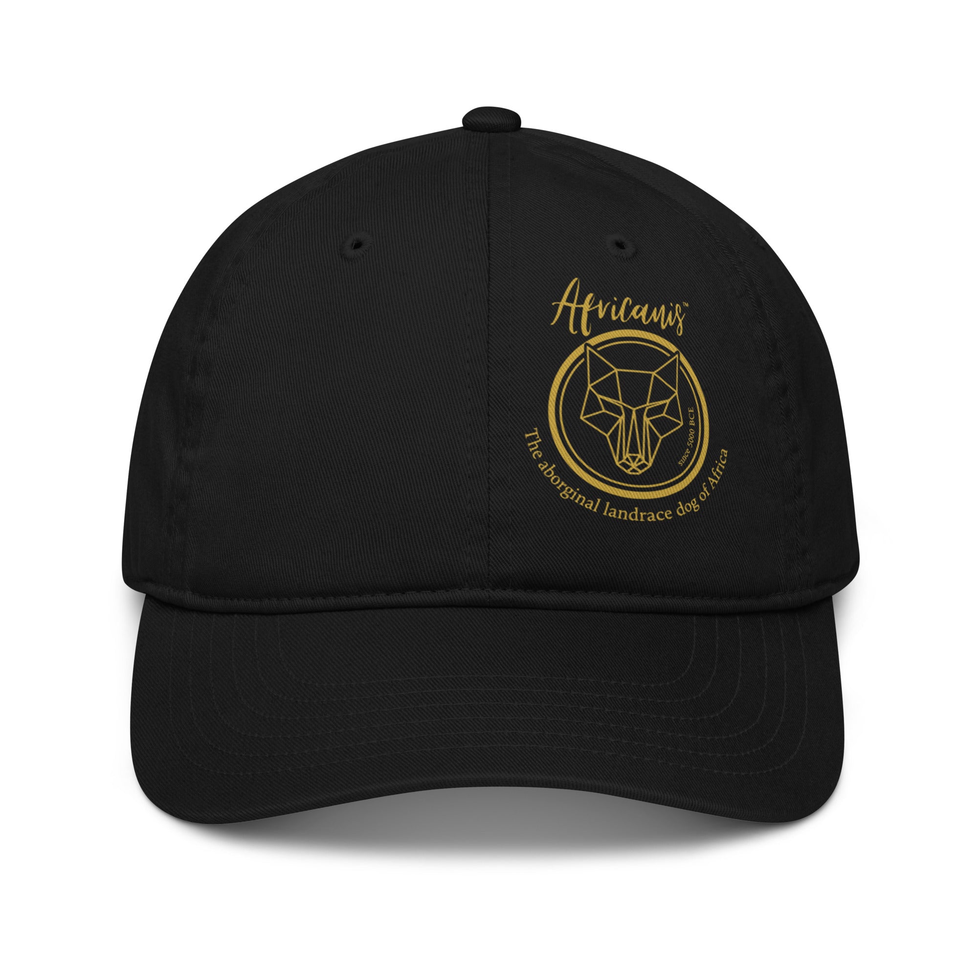 Africanis™ Lion's Head Black Unisex Organic Baseball Cap Front