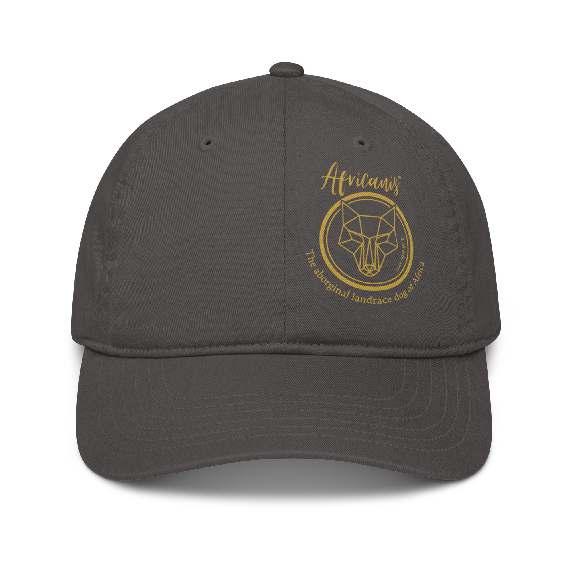 Africanis™ Lion's Head Charcoal Unisex Organic Baseball Cap Front