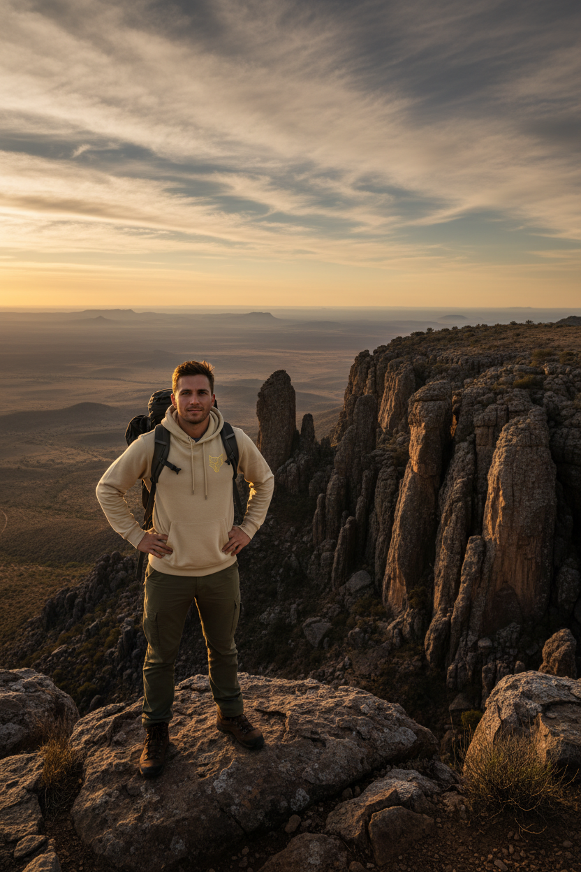 Africanis™ Little Karoo Hoodie — Male, Desert Dust, Valley of Desolation