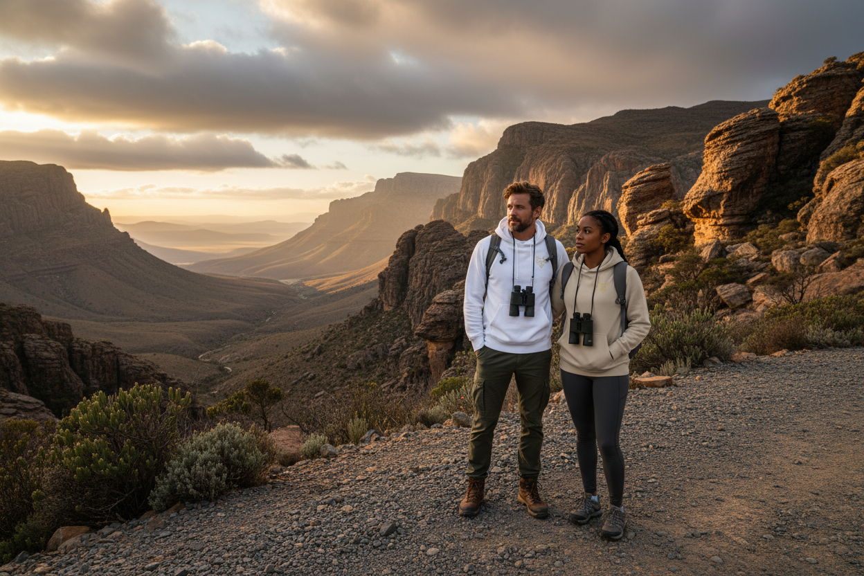 Africanis™ Little Karoo White and Desert Dust Hoodies Male and Female— Swartberg Pass