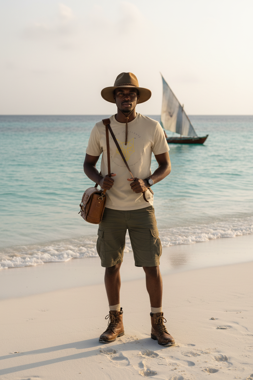 Africanis™ Male Bazaruto Desert Dust Organic T-Shirt Heritage