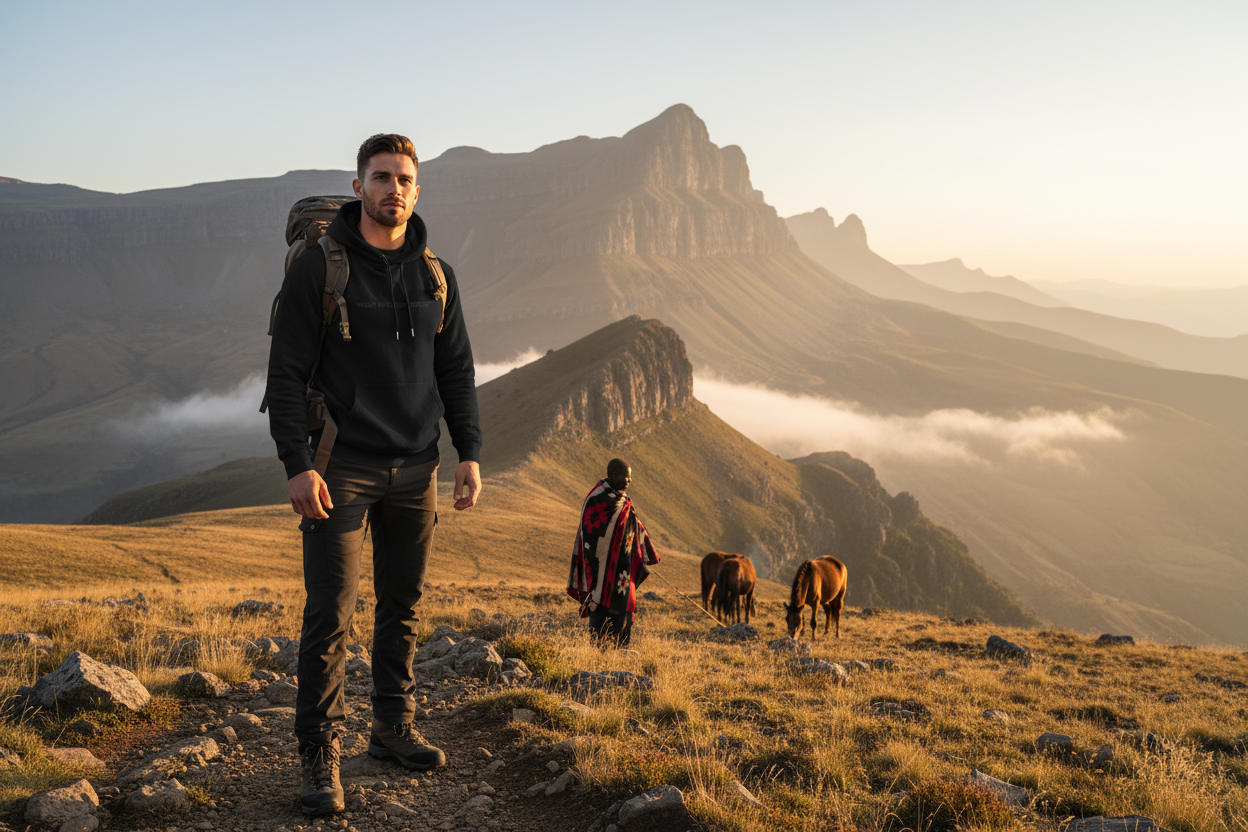 Africanis™ Maluti Male Organic Black Hoodie 