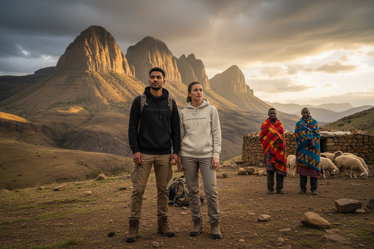 Africanis™ Maluti Organic Unisex Hoodie Black Male Desert Dust Female