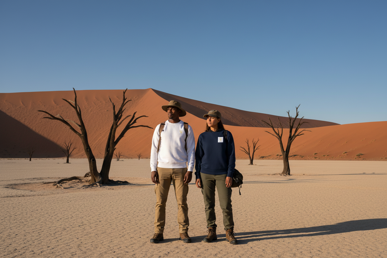Africanis™ Namib Unisex Organic Sweater Male White Female French Navy Deadvlei Expedition