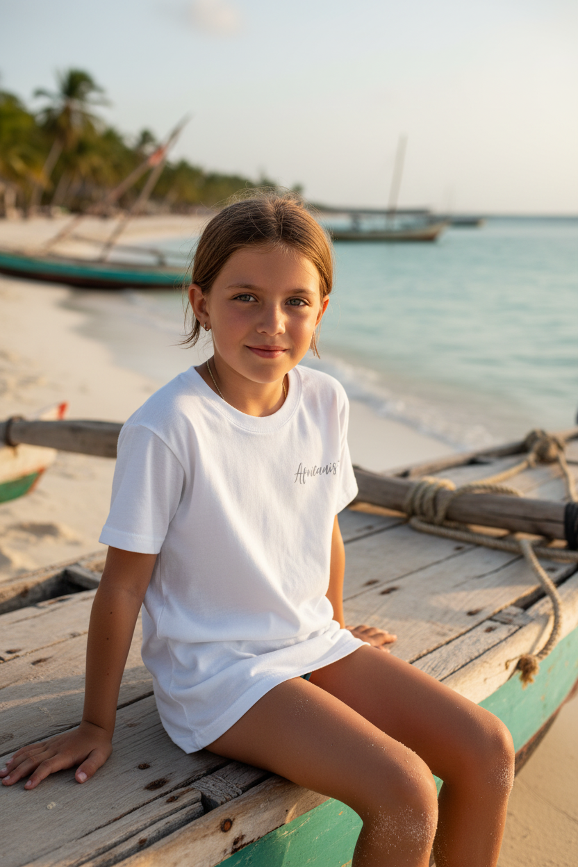 Africanis Nungwe Kids — Girl, White T- Shirt