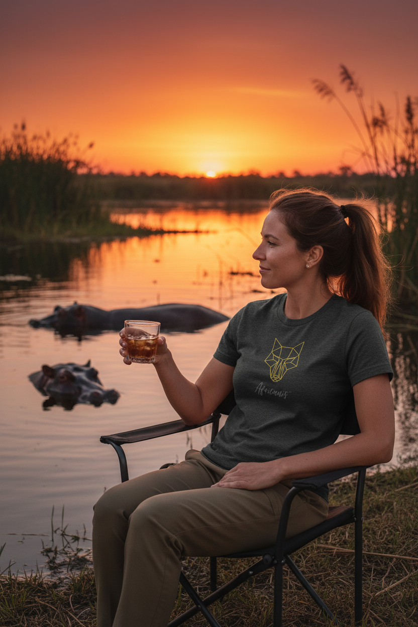 Africanis™ Okavango Dark Heather Grey T-Shirt — Female Explorer, Sundowner
