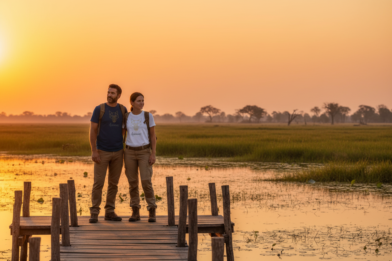 Africanis™ Okavango Male and Female Explorers in French Navy and White T-Shirts