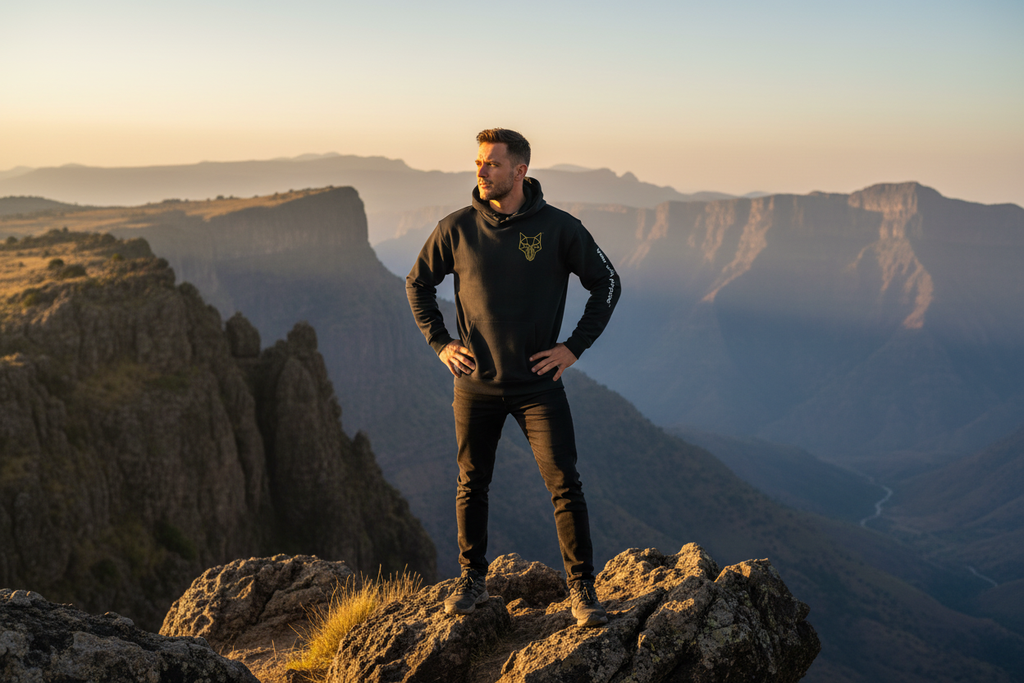 Africanis™ Simien Men's Black Organic Hoodie Simien Mountains