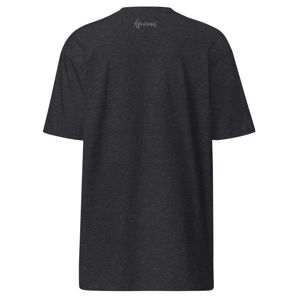 Africanis™ Timbuktu Men's-Premium Heavyweight T-Shirt Charcoal Heather Grey Back 