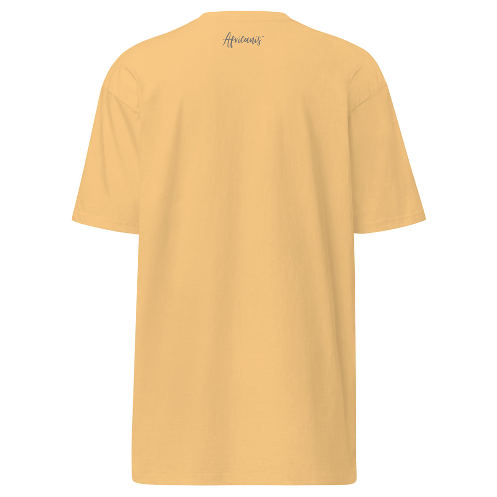 Africanis™ Timbuktu Vintage Gold Men's Premium Heayweight T-Shirt White Back