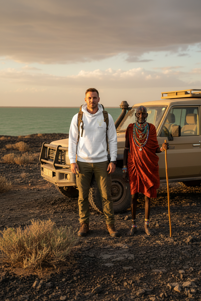 Africanis™ Turkana Male White Organic Hoodie 