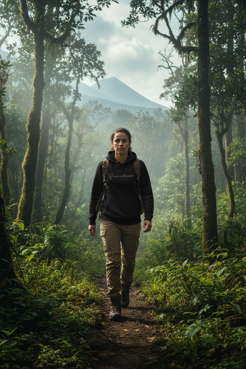 Africanis™ Volcanoes Organic Black Hoodie Female