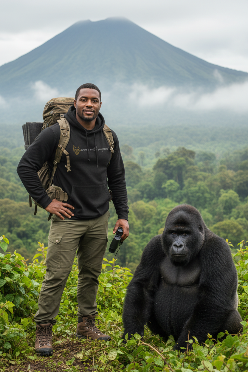 Africanis™ Volcanoes Organic Black Hoodie Male
