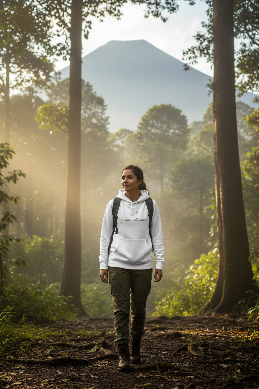 Africanis™ Volcanoes Organic White Hoodie Female